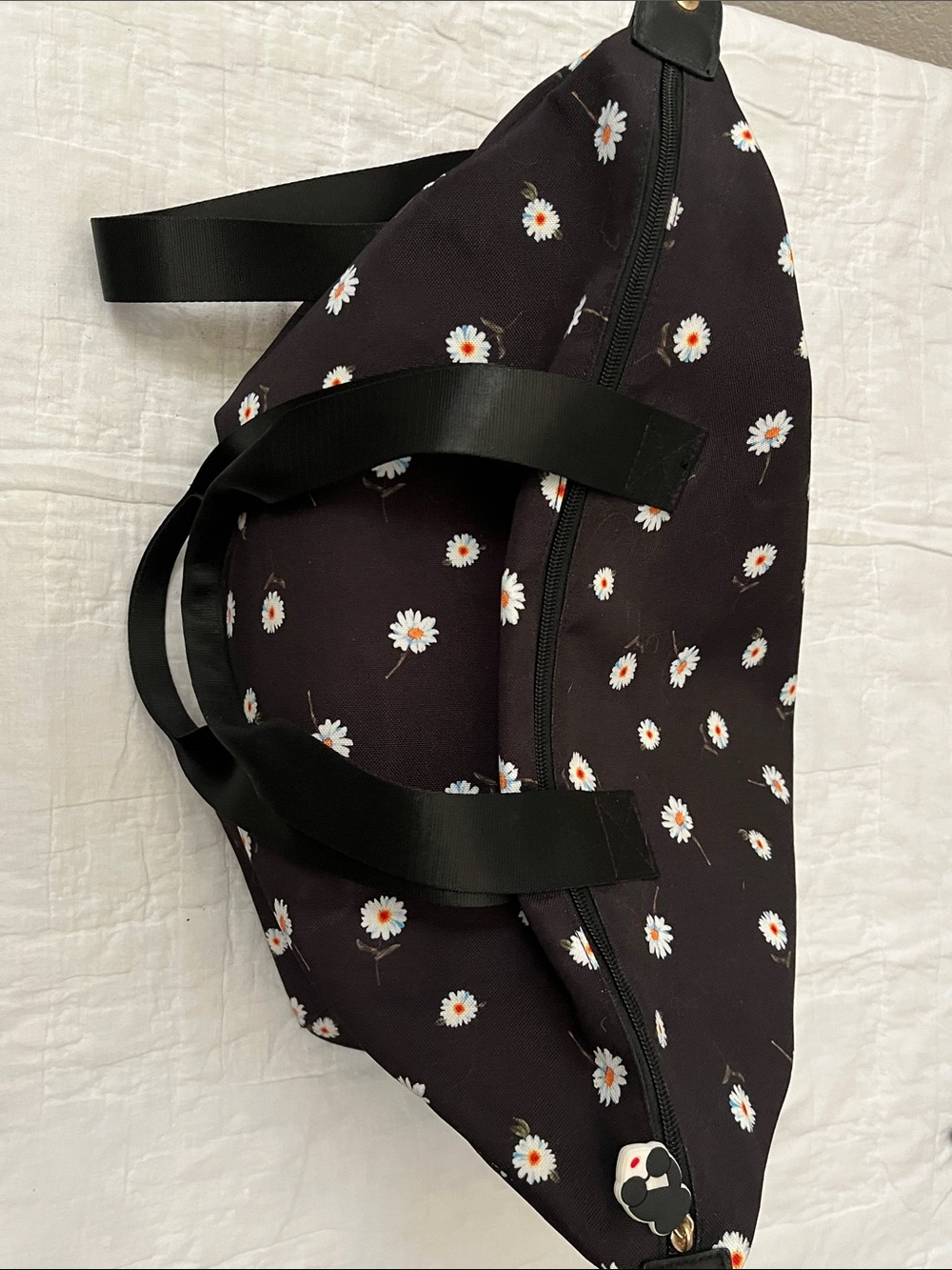 Alice + Olivia Black Daisy Print Travel Weekender
